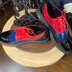 New! Blue Red & Black parent oxford wingtip shoes